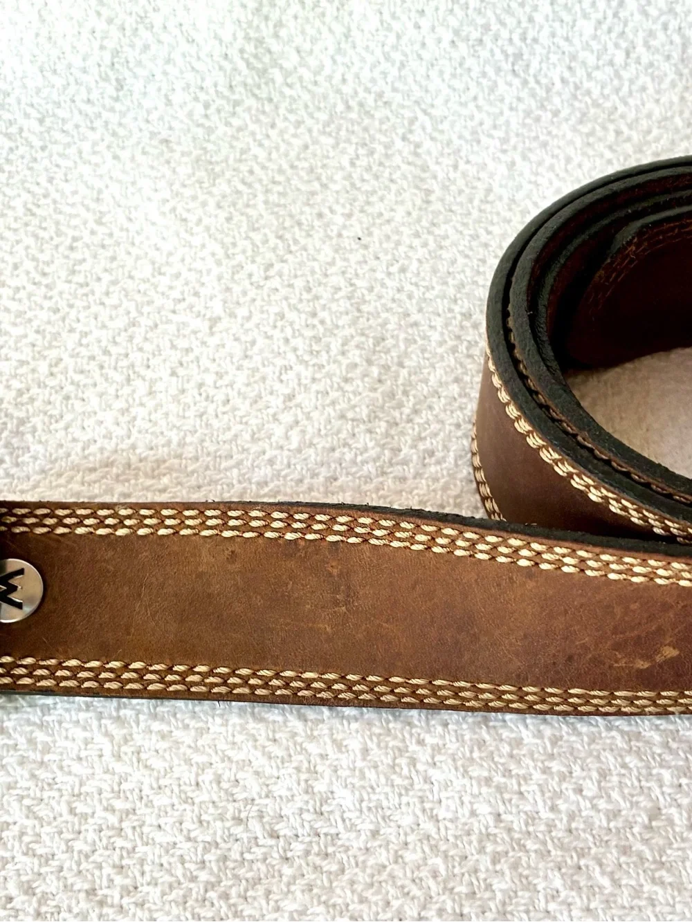 Men's Brown Leather Belt with Metal Buckle
